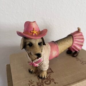 Pink Cowgirl Dachshund Figurine Decorative Accent